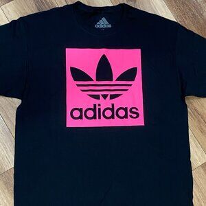 Adidas Women's Black and Pink T-Shirt